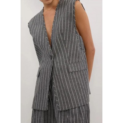 OLLIE SLATE STRIPE OVERSIZED VEST