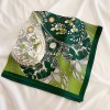 Plain crepe satin 53cm floral scarf