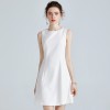 Commuter Sleeveless Solid Color Slim Fit Dress