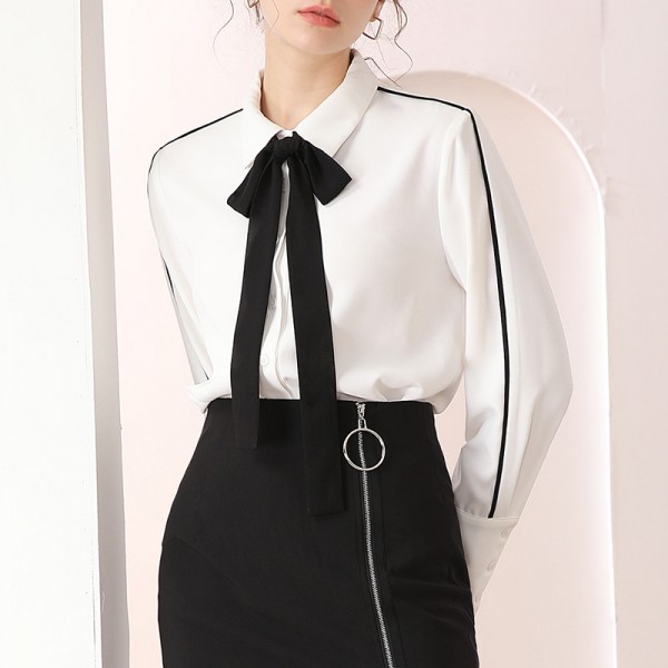 Women's Professional OL Bow Long Sleeve Shirt