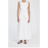 GEMIMA WHITE LINEN MIDI SKIRT