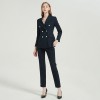 Women's Professional Temperament Navy Blue Suit Two-piece