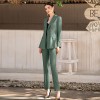 Women's Temperament Commuter Green Suit Two-piece