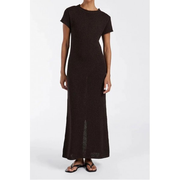 LEO BITTER CHOC KNIT MIDI DRESS