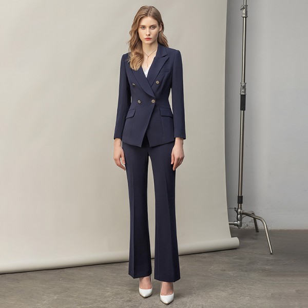 Navy Blue Ouble-breasted British Style Fashion High-end Professional Suit