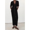 LIAM BLACK KNIT POLO MAXI DRESS