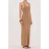 LISS TAN HALTER KNIT MAXI DRESS