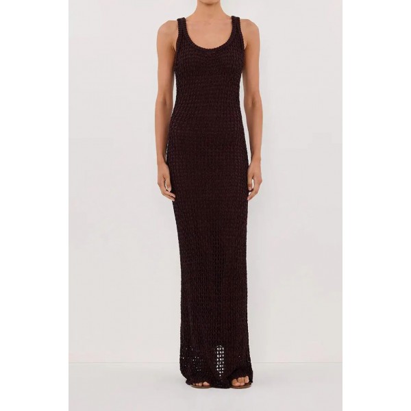 TESS CHOC CROCHET MAXI DRESS