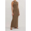 BLOOM OLIVE CROCHET KNIT MAXI DRESS