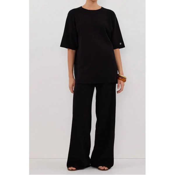OLIVIA BLACK WIDE LEG KNIT PANT