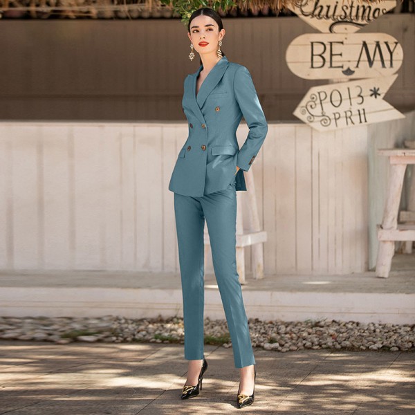 Women's Temperament Commuter Blue Suit Two-piece