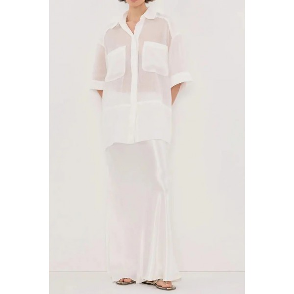 CHARLI WHITE SATIN MAXI SKIRT