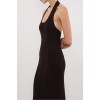 LISS BITTER CHOC HALTER KNIT MAXI DRESS