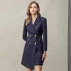 Navy Blue Mid-Length Irregular Slim Fit Temperament High-end Suit Dress