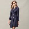 Navy Blue Mid-Length Irregular Slim Fit Temperament High-end Suit Dress
