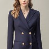 Navy Blue Mid-Length Irregular Slim Fit Temperament High-end Suit Dress