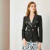 PU Leather Stitching Collar Temperament Suit Jacket