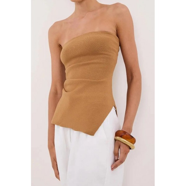 LUKE TAN BANDEAU KNIT TOP