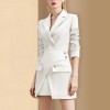 Temperament Goddess Double Breasted Irregular Blazer Skirt Two Piece Set