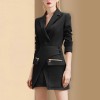 Temperament Goddess Double Breasted Irregular Blazer Skirt Two Piece Set
