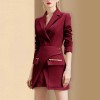 Temperament Goddess Double Breasted Irregular Blazer Skirt Two Piece Set