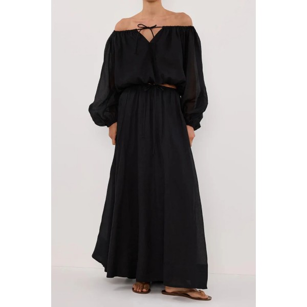 LAYNE BLACK RAMIE MAXI SKIRT