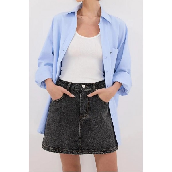 MASON WASHED BLACK DENIM MINI SKIRT