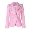 Double Breasted PU Leather Blazer