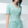 Light Green Tie Waist Suit Dress
