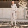 Women's Temperament Commuter Beige Suit Two-piece