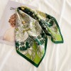 Plain crepe satin 53cm floral scarf