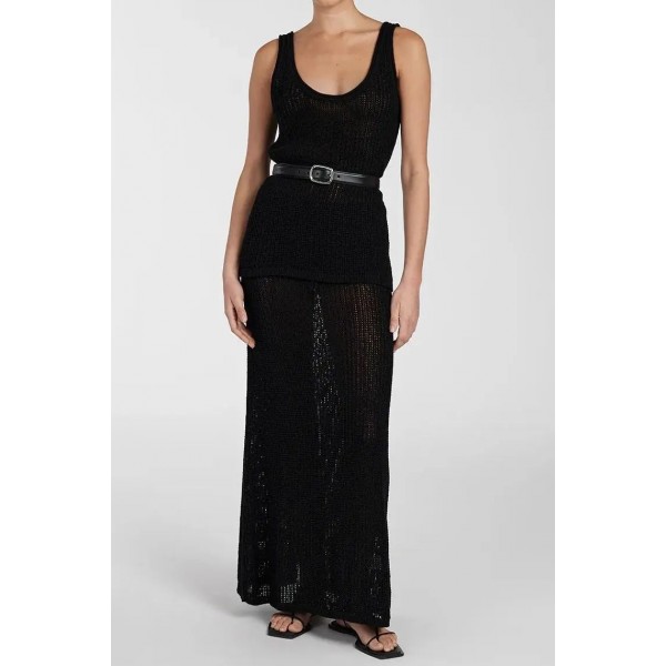 MARGOT BLACK CROCHET MIDI SKIRT