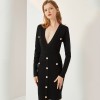 Elegant V-Neck Long Sleeve Knit Dress