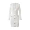 Elegant V-Neck Long Sleeve Knit Dress