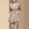 Temperament Mid-length Double-breasted Irregular Waist Blazer