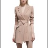 Temperament Mid-length Double-breasted Irregular Waist Blazer