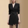 Temperament Mid-length Double-breasted Irregular Waist Blazer
