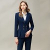 Women's Professional Commuter Double Breasted Navy Blue Suit
