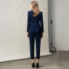 Women's Professional Commuter Double Breasted Navy Blue Suit