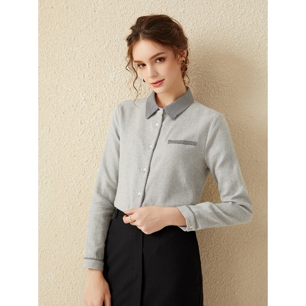 H-shaped Long-sleeved thick brushed shirt Blouse