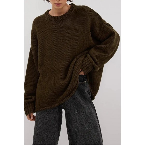 ROY OLIVE LONGLINE KNIT JUMPER