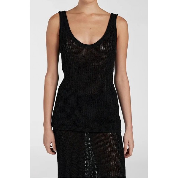 MARGOT BLACK SCOOP CROCHET TANK