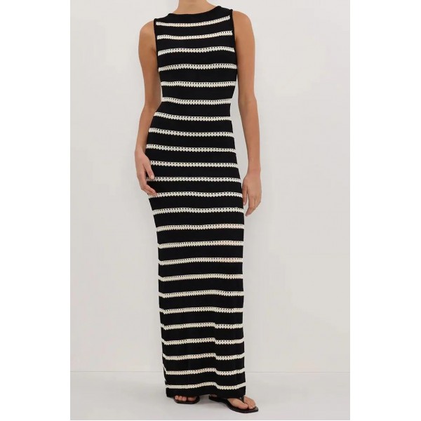 SAM STRIPE BOAT NECK MAXI DRESS