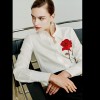 Rose Embroidered OL Commuter Cotton Linen Shirt