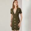 Knitted Short Sleeve V-Neck Knitted Short Sleeve Dress