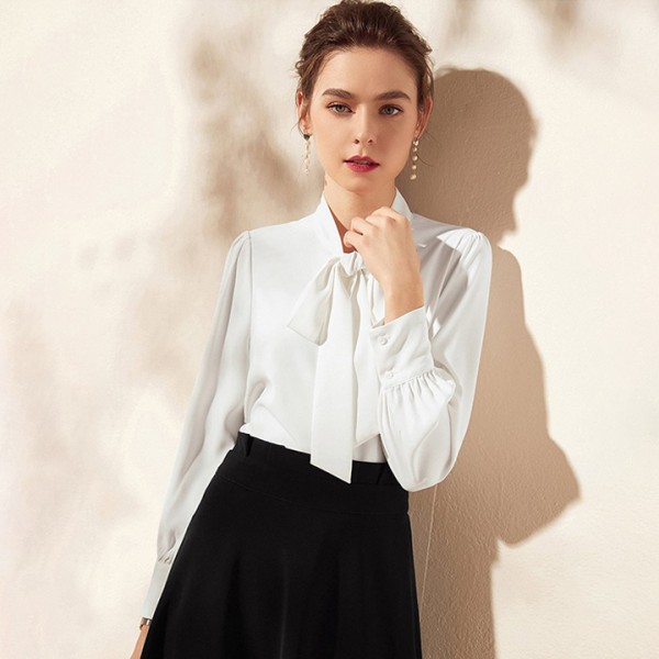 H-shaped Bow Chiffon Shirt Blouse