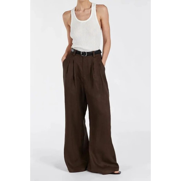 HOLDEN BITTER CHOC LINEN PANT