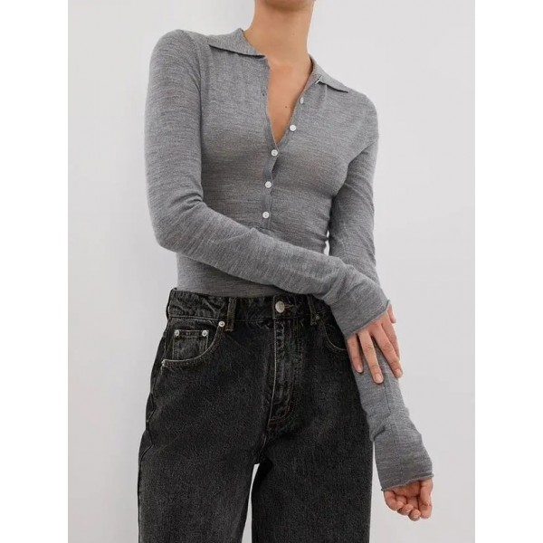 JANE SILVER MARLE MERINO POLO TOP