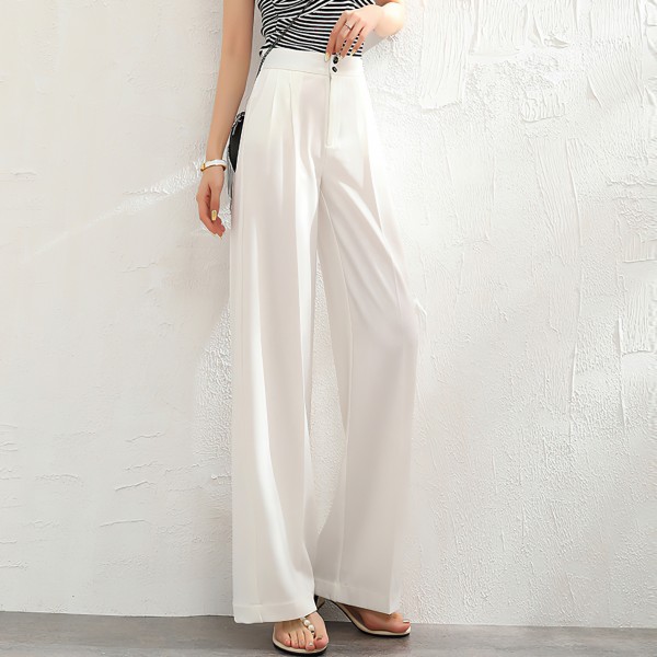 High Waist Slim Straight Chiffon Suit Pants
