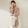 Winter Women Double-faced Cashmere Coat Camel Double-breasted Pure Wool Coat